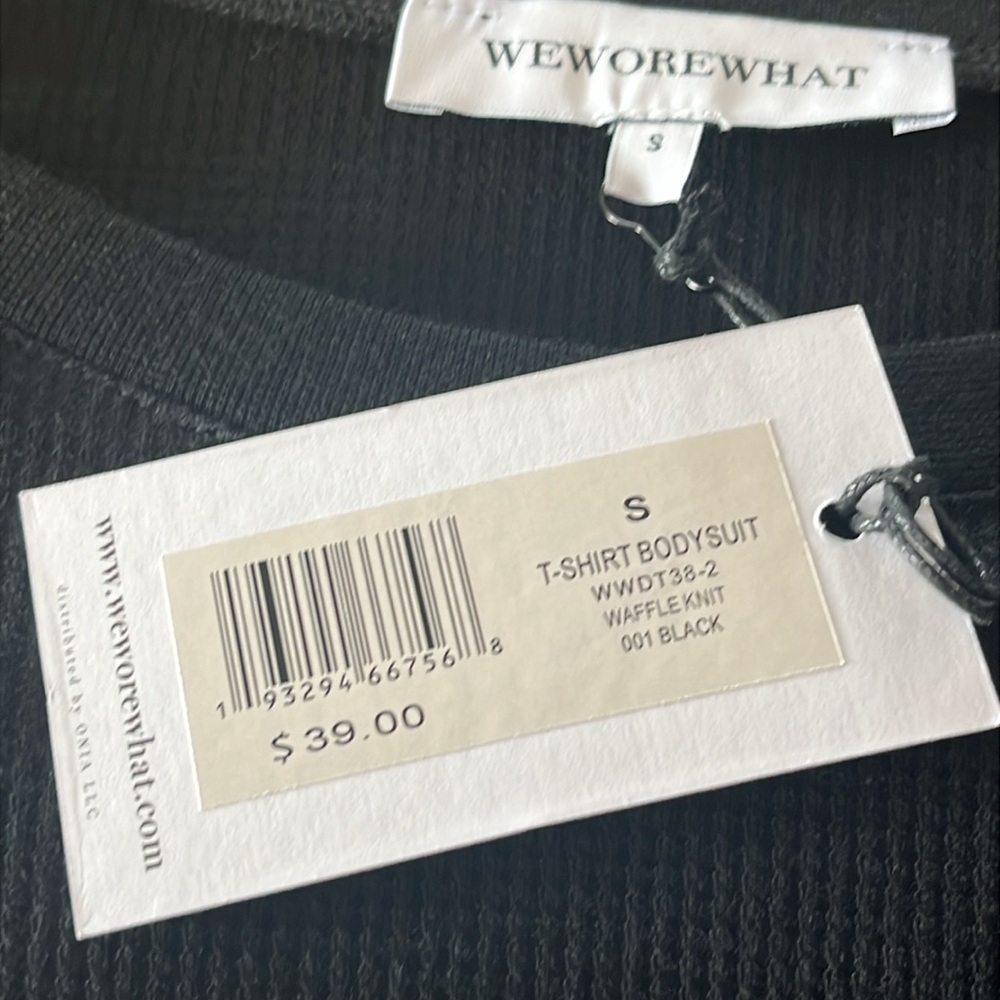 WeWoreWhat Black Waffle T-Shirt Bodysuit NEW - Picture 5 of 6